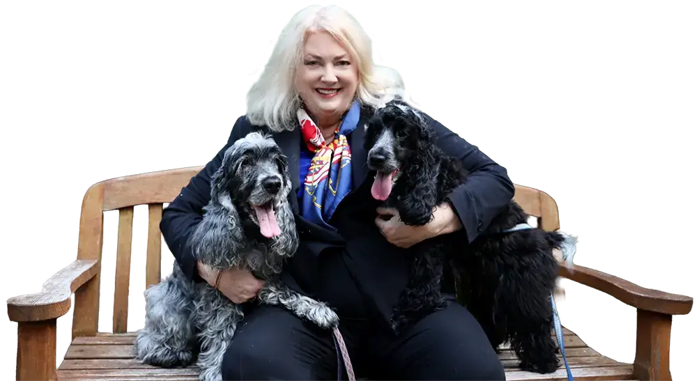 Barbara Joan Gislason with her dogs